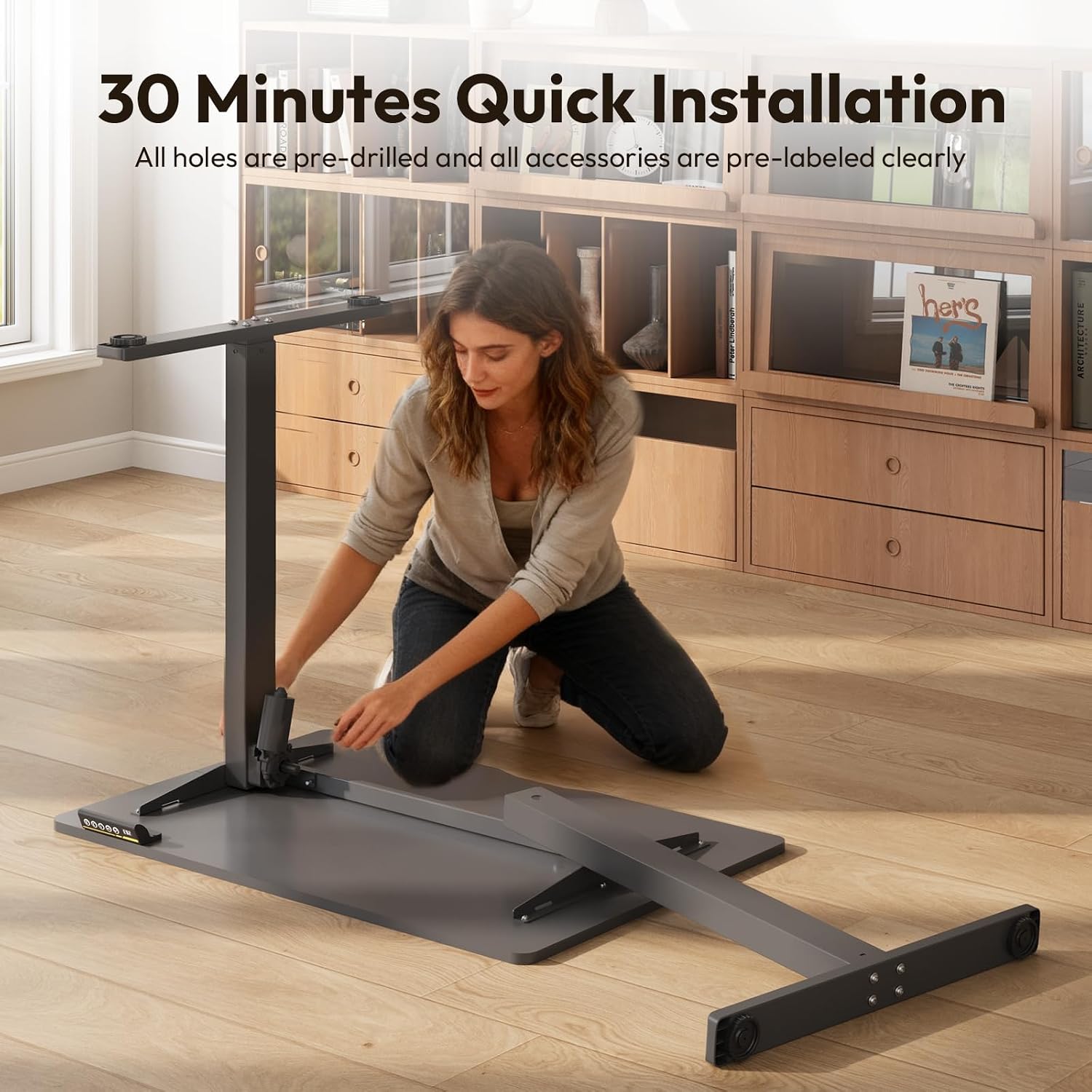 Electric Standing Desk,35x24 Inches Adjustable Height Stand up Desk, Sit Stand Home Office Desk with Splice Board, 3 Preset Heights,Equipped with Hooks,Ergonomic Computer Desk Workstation，Black