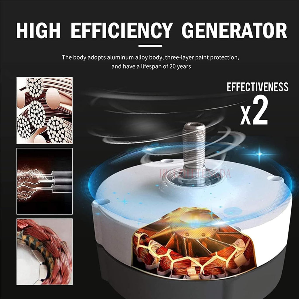 3000W Wind Turbine Generator 3 Blades 12V 24V 48V Windmill Portable Vertical Wind Turbine Generator with Controller for Wind Turbine Systems,12v