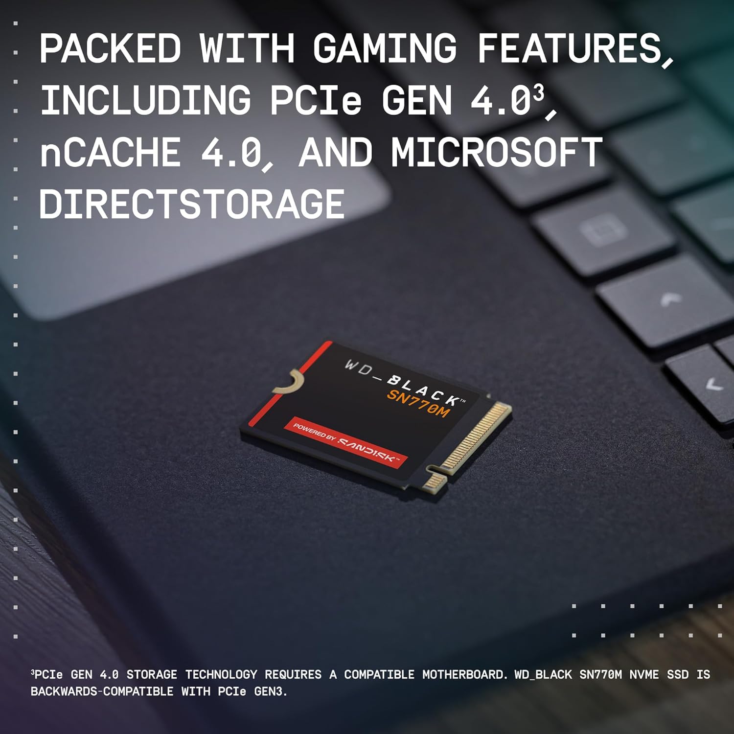 WD_Black SN770M 1TB M.2 2230 NVMeSSD - PCIe Gen 4.0, Speeds up to 5150 MB/s, for Handheld Gaming Devices and Compatible laptops, TLC 3D NAND, Great for Asus ROG Ally, Steam Deck, Microsoft Surface