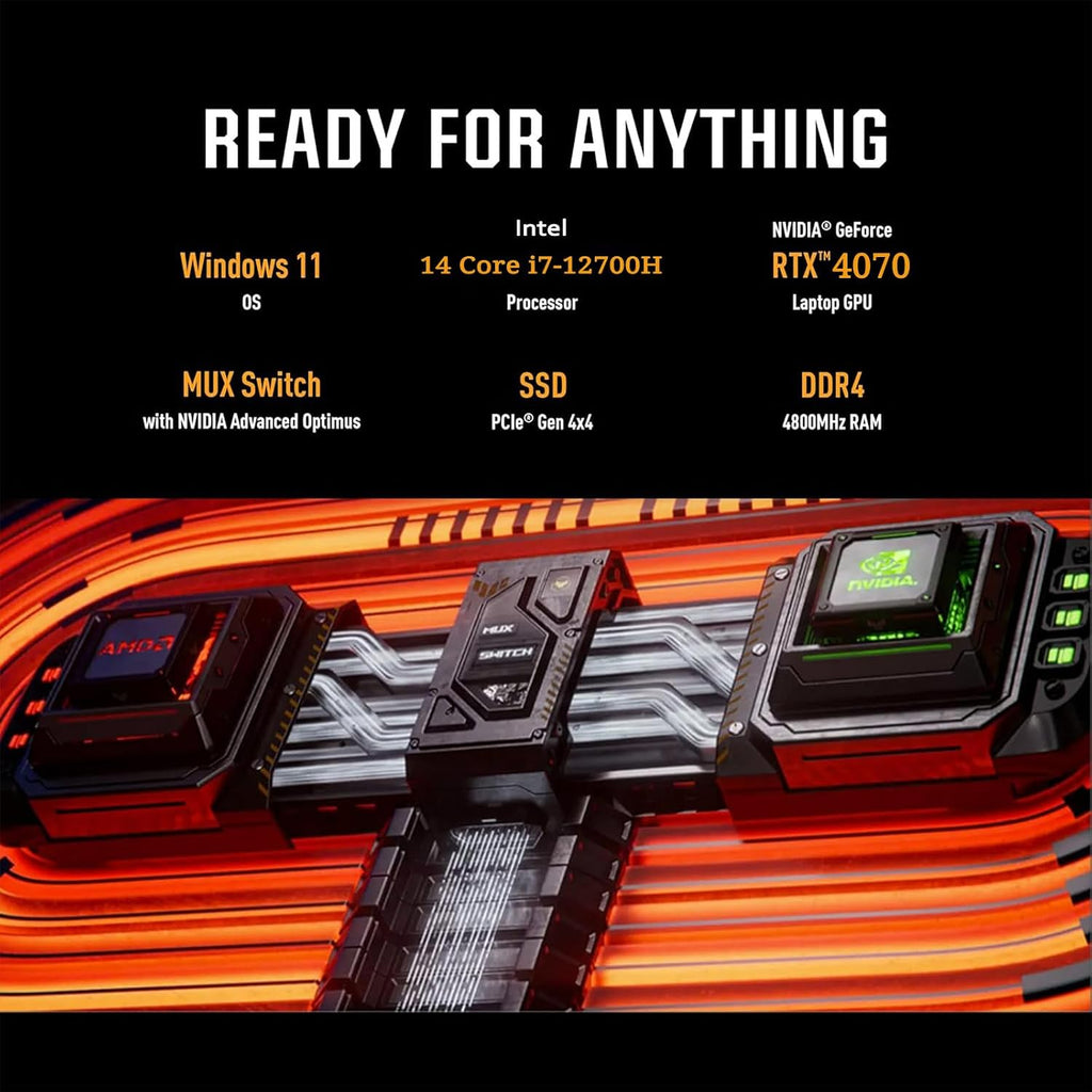 ASUS-TUF Gaming-Laptop RTX 4070 MUX140W - i7-13620H - RGB Backlit Keyboard - 15.6 FHD IPS Display 100% sRGB - G-SYNC - Wi-Fi 6 - Webcam - HDMI Cable -2024 (32GB RAM |2TB PCIe SSD)