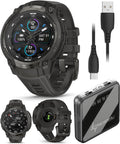 Garmin Instinct Crossover 1.2' AMOLED Sapphire Rugged Hybrid GPS Smartwatch, Analog Hands, Health & Wellness Monitoring, Charcoal PowerBank Bundle