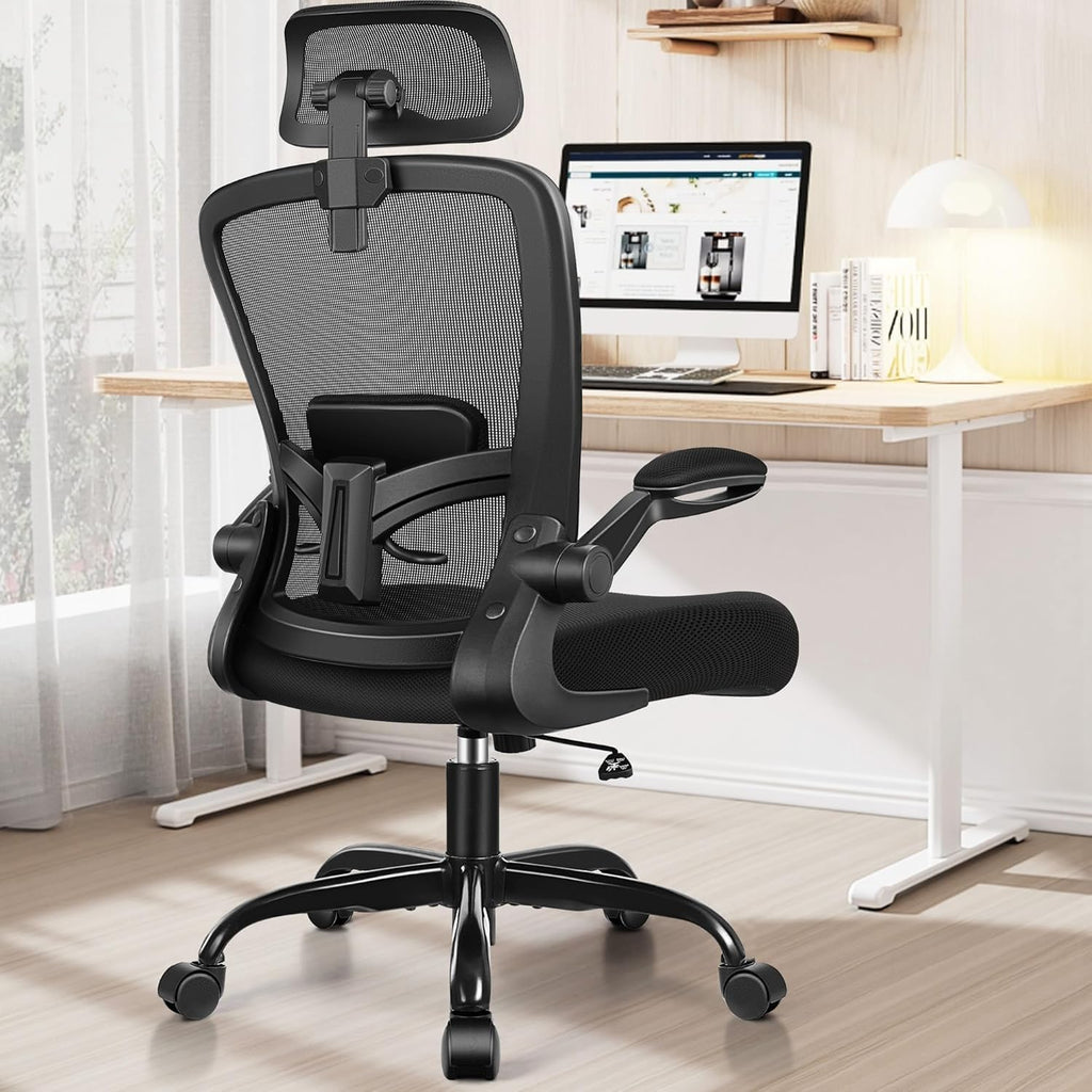 FelixKing Office Chair, Desk Chair with Adjustable Lumbar Support, Ergonomic Computer Chair with High Back and Armrest, Adjustable Height Gaming Chair Home Office Swivel Chair(Black)