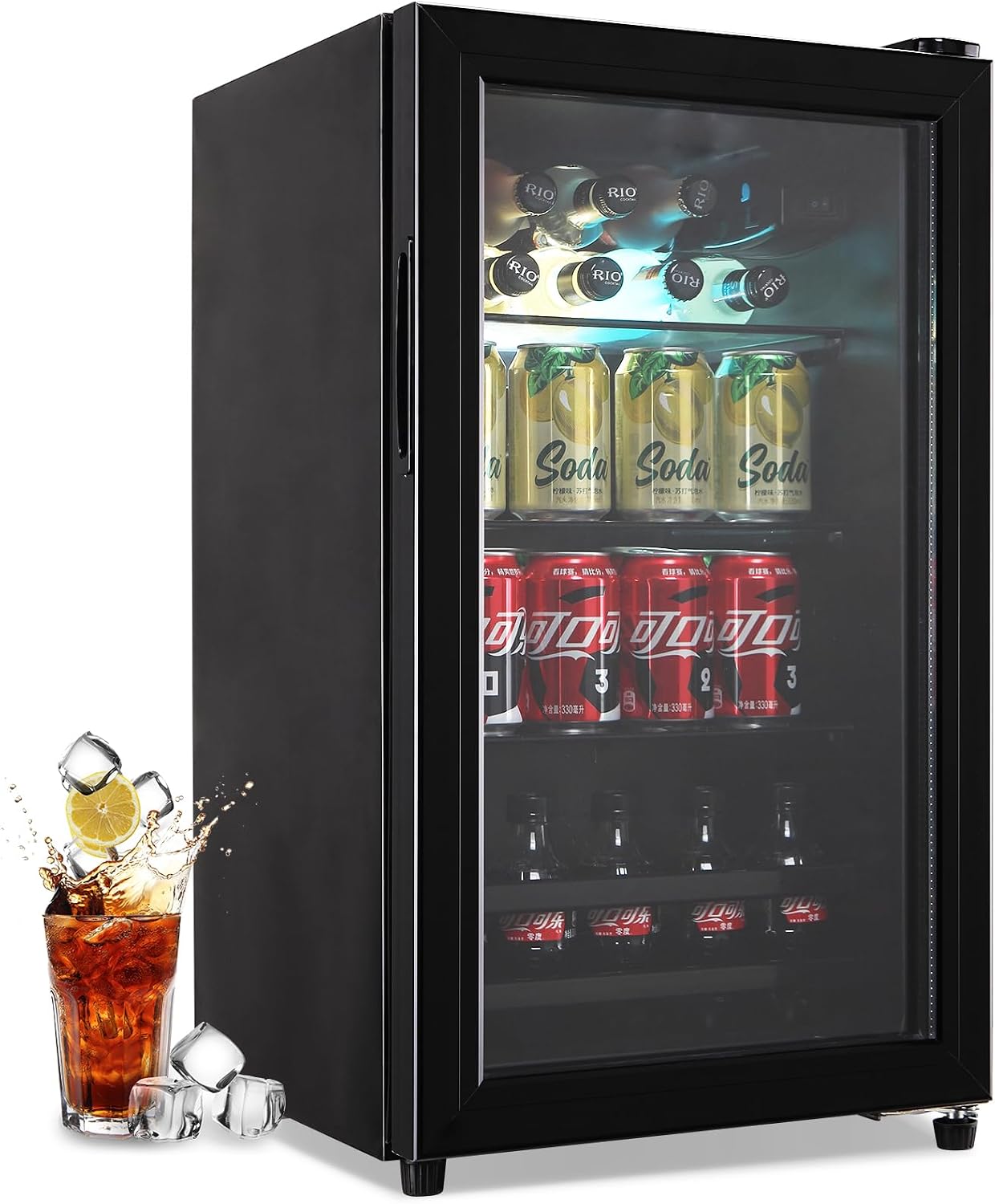 Beverage Refrigerator, 120 Cans Mini Fridge, Wine Cooler Refrigerator with Adjustable Shelving and Glass Door for Soda Beer or Wine, Perfect for Home/Bar/Office
