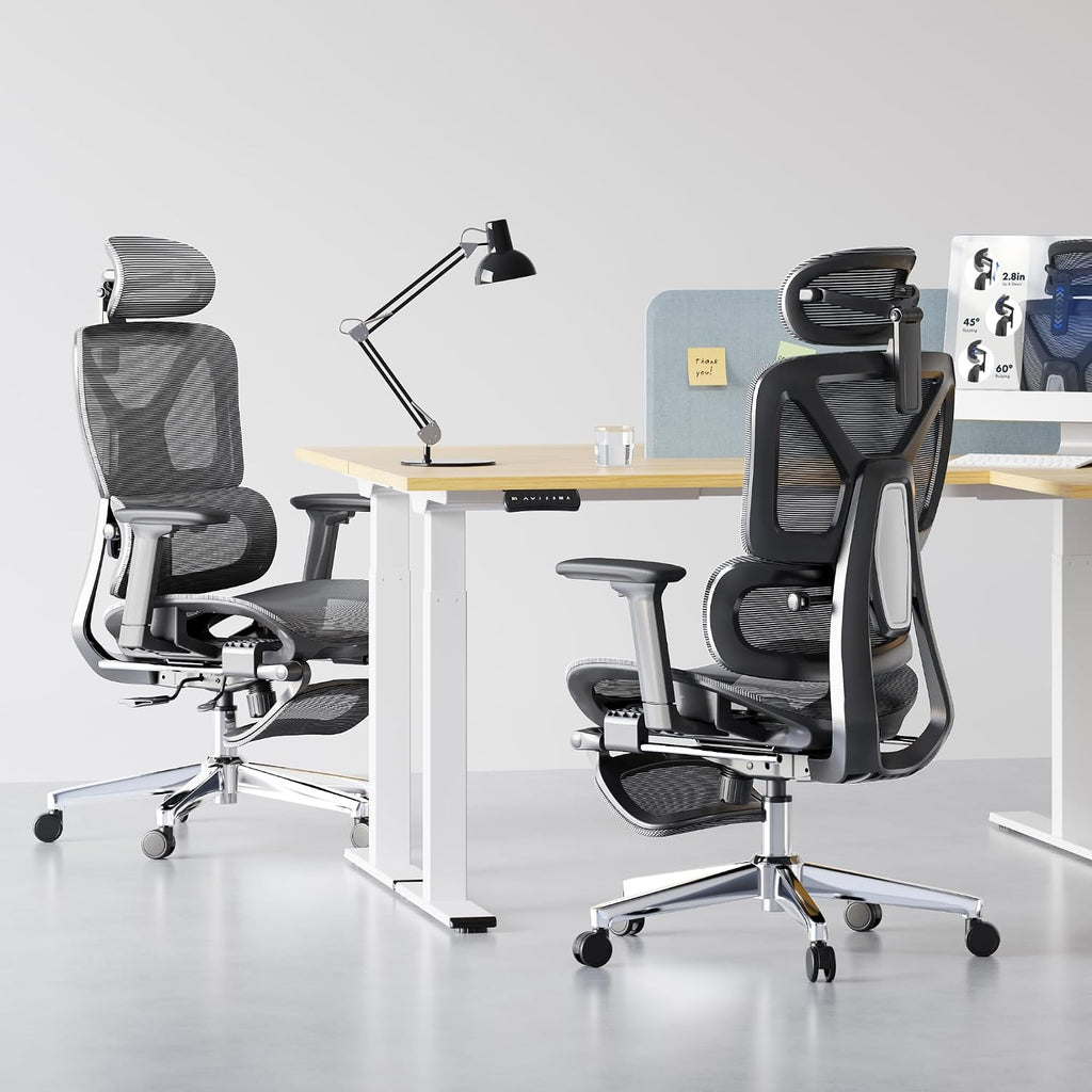 FLEXISPOT ErgoX Premium Ergonomic Office Chair with Footrest- Adjustable 3D Armrests, Dynamic Lumbar Support, Recline & Tilt Function, Mesh Seat, for Home & Office Use,Dark Grey