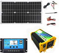 Solar Panel Inverter Kit with Dual USB, 18W Monocrystalline Solar Panel, 3000W Power Inverter DC12V to AC110V/220V, 30A PWM Charge Controller – Portable Solar Power System for Camping and Travel(Black
