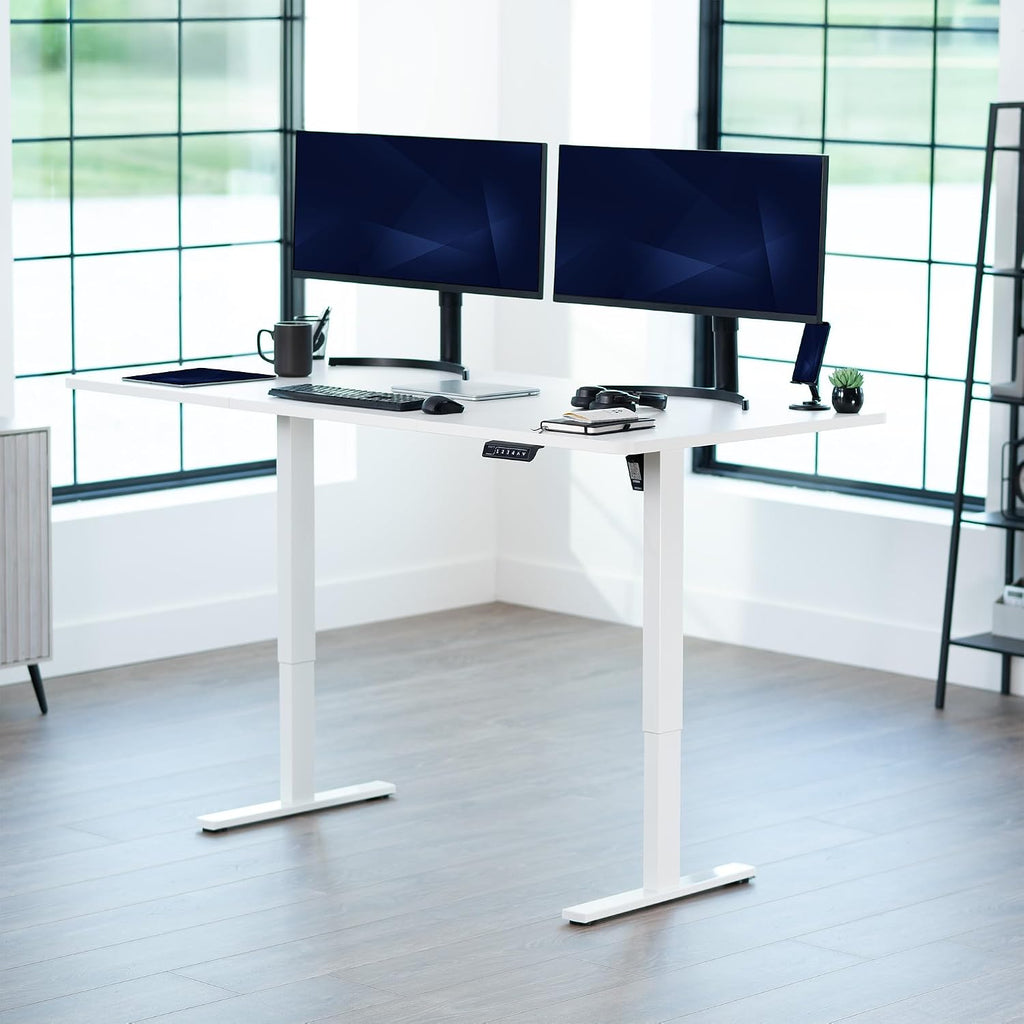 VIVO Electric 71 x 30 in Standing Desk, Memory Height Adjustment, 1B Series, Holds 220 lbs, White Top White Frame, DESK-KIT-1W7W