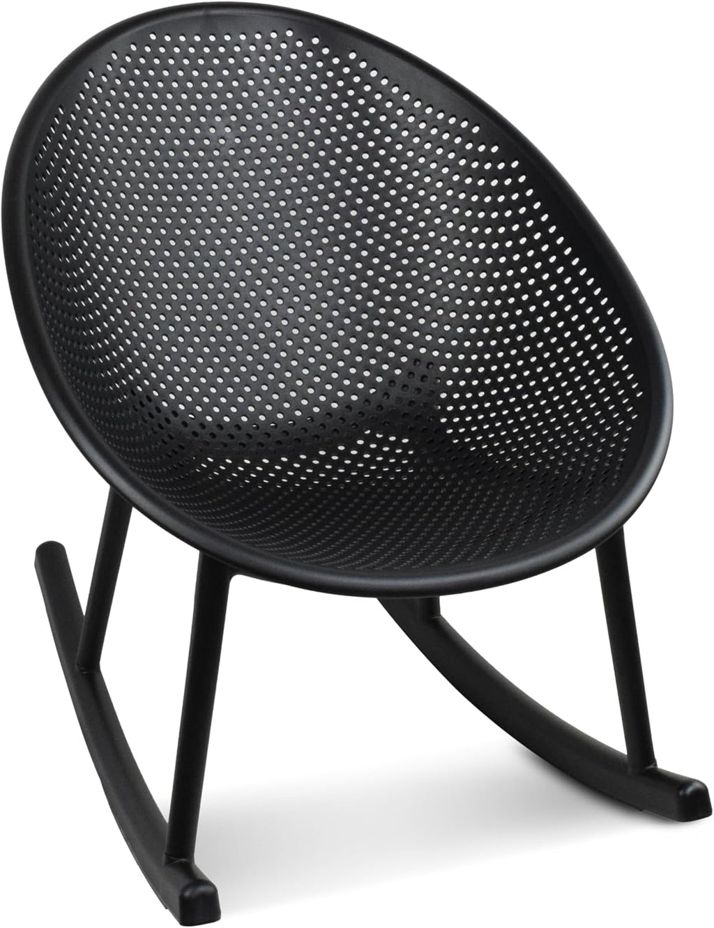 2xhome Patio Rocking Chair | Oval Egg Shaped Lounge Rocker | All Weather Plastic | Modern Accent Side Chair for Indoor or Outdoor Use, Black, Single, Set of 1