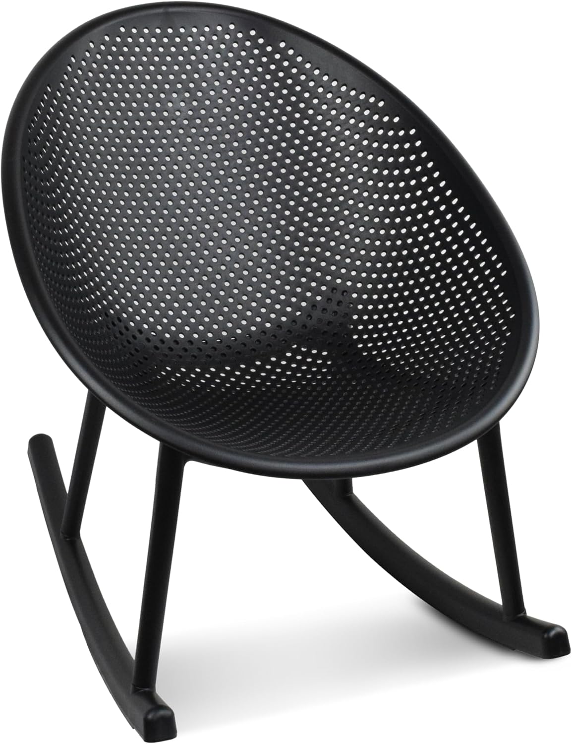 2xhome Patio Rocking Chair | Oval Egg Shaped Lounge Rocker | All Weather Plastic | Modern Accent Side Chair for Indoor or Outdoor Use, Black, Single, Set of 1