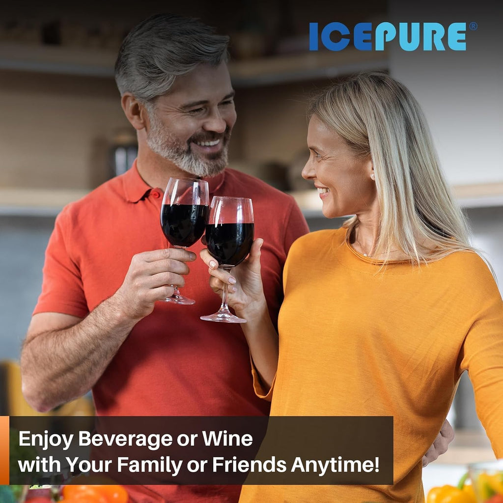ICEPURE Wine and Beverage Refrigerator 24 Inch, Dual Zone Wine and Beverage Cooler with Glass Door, Freestanding or Built-In Wine Fridge Under Counter Lockable, Hold 19 Bottles and 58 Cans, Dark Black