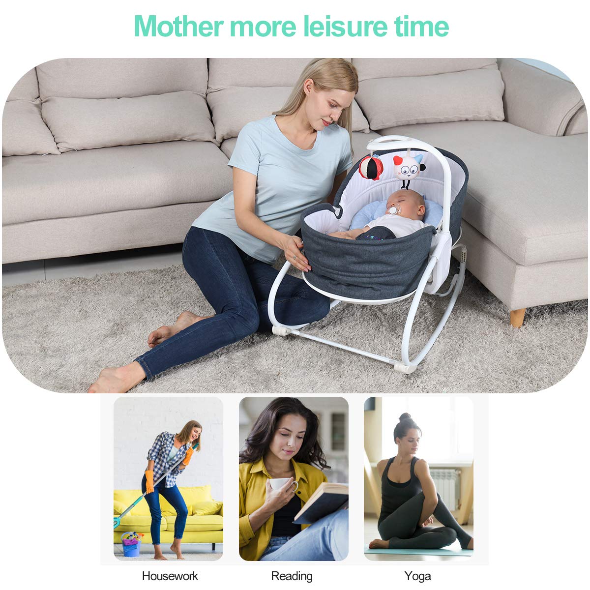 3-in-1 Baby Bouncers, Can sit and Lie Down, Brilliant Bouncer,Rocking Bouncer, Soothing Vibration, 3rd Gear Adjustment, Suitable for Babies Boys/Babies Girls/Newborns Baby