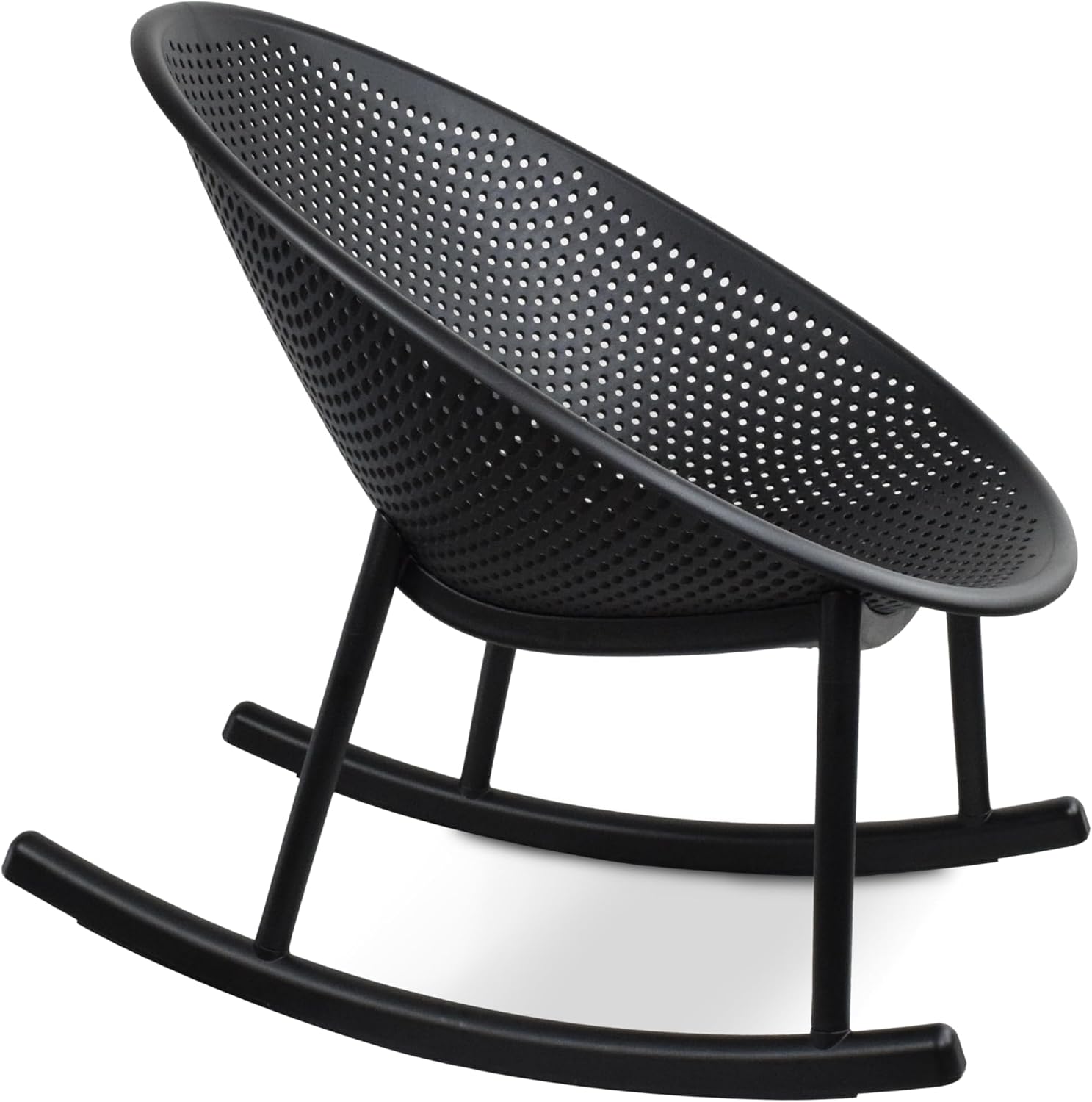 2xhome Patio Rocking Chair | Oval Egg Shaped Lounge Rocker | All Weather Plastic | Modern Accent Side Chair for Indoor or Outdoor Use, Black, Single, Set of 1