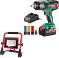HYCHIKA 18 V Max Cordless Impact Wrench, 30W LED Work Light, 2-Tool Power Tool Set Combo Kit