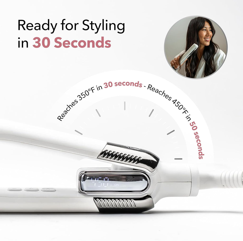 SRILabs StyleQ Flat Iron Hair Straightener — Red Light Therapy, Titanium Plates, Graphene Technology, Negative Ions | 12 Heat Settings | Frizz-Free Results for All Hair Types