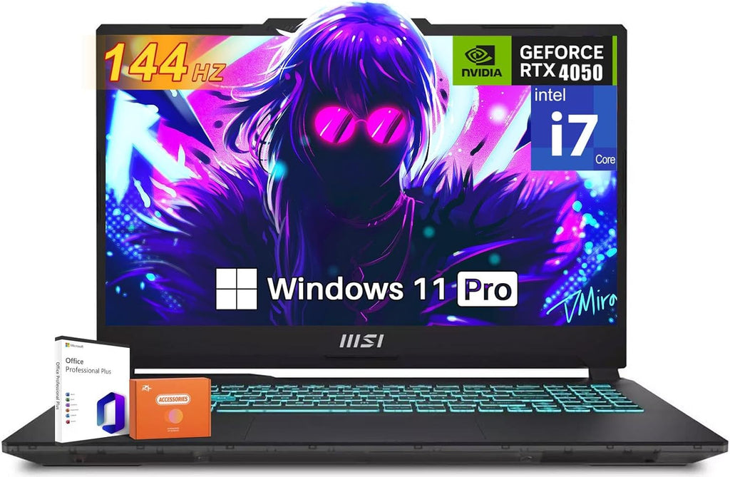 MSI Cyborg 15 Gaming Laptop, 15.6' IPS FHD 144Hz Display, Intel 10-Core i7-13620H, GeForce RTX 4050, 64 GB DDR5, 1 TB SSD, Backlit Keyboard, MS Office Lifetime License & Win11 Pro, w/Accessories