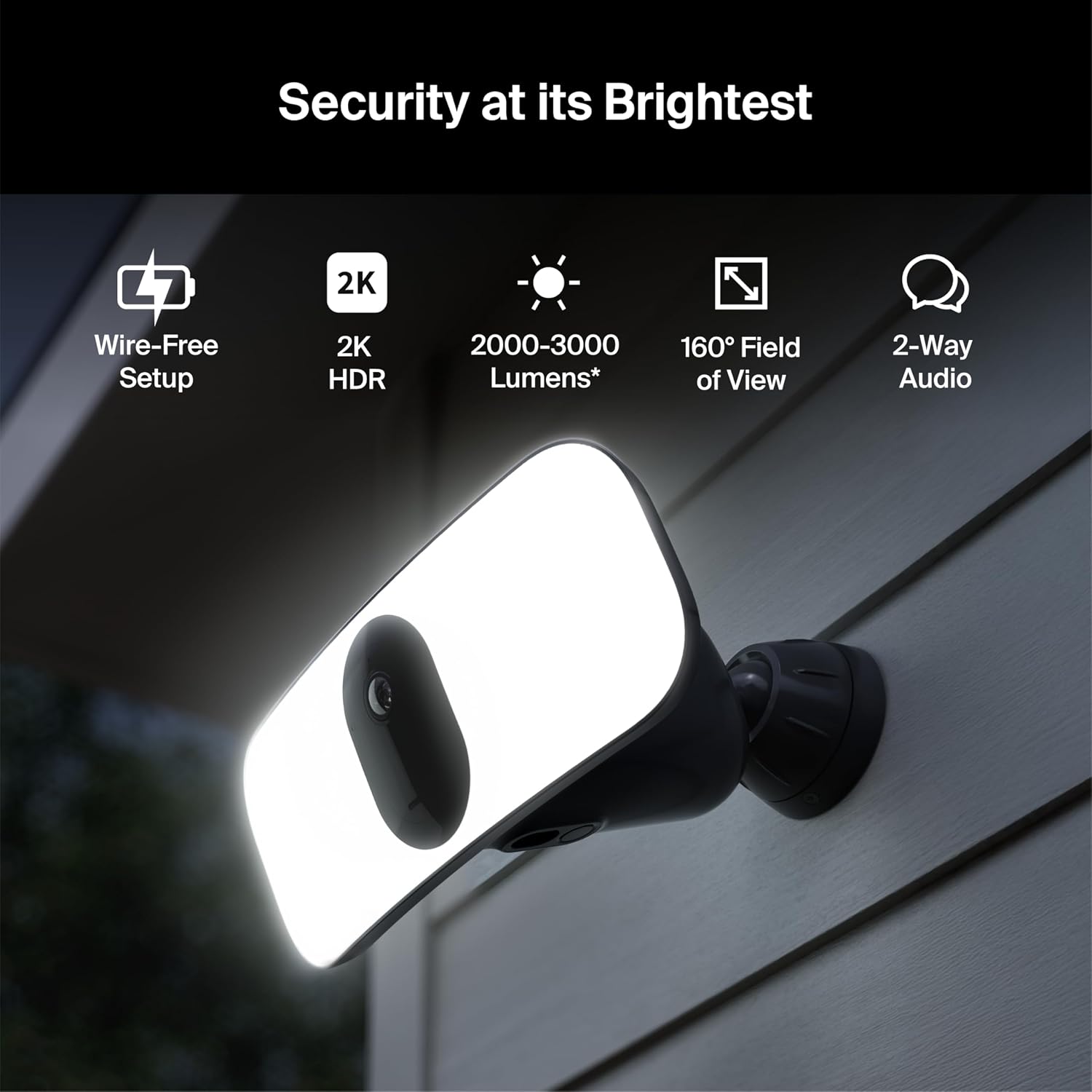 Arlo Pro 3 Floodlight Camera + Outdoor Charging Cable | Home Security Camera with 2K Video and HDR | Wire-Free, Weather-Resistant, Color Night Vision, Spotlight, 160-Degree Field of View, 2-Way Audio