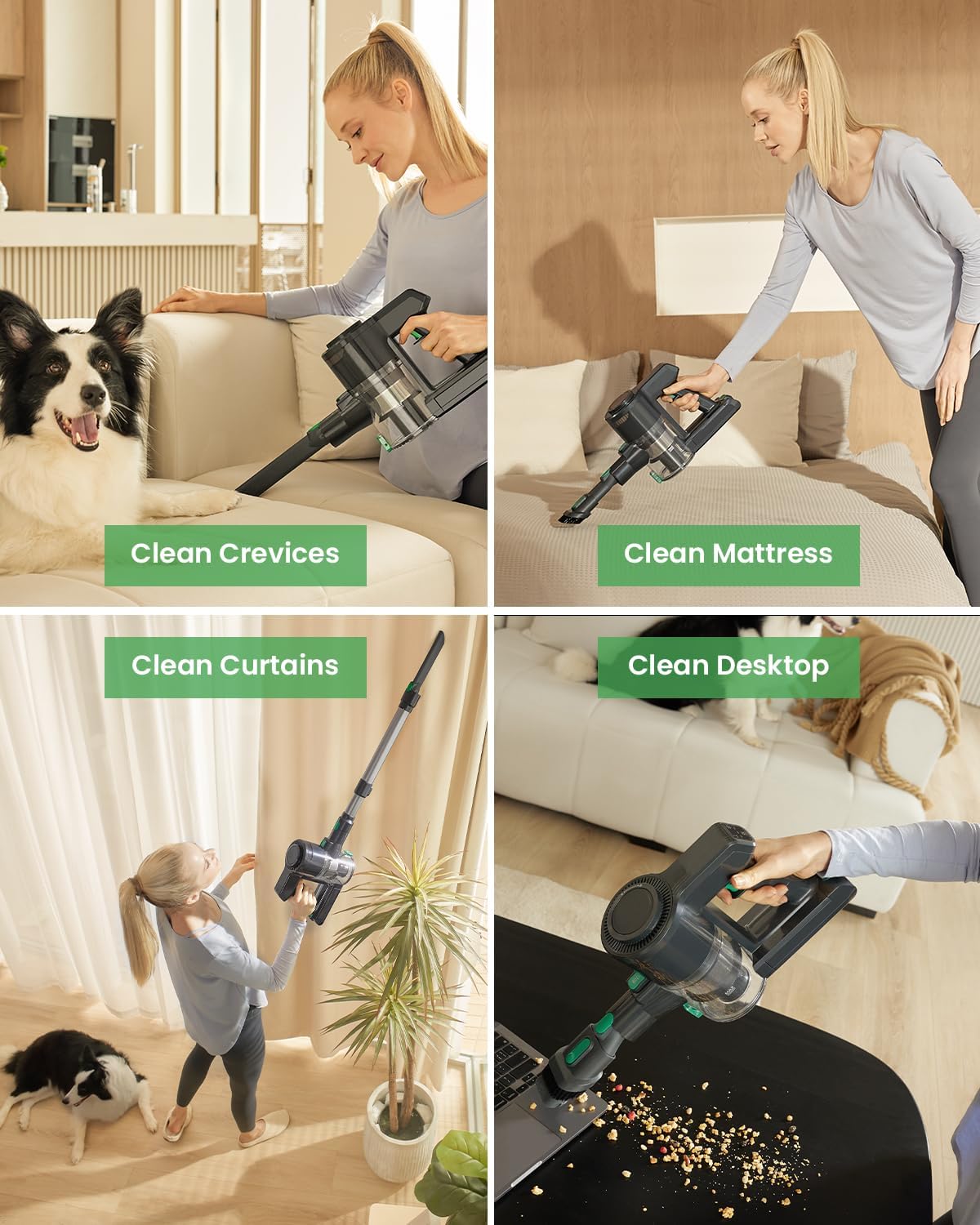 Vexilar V9 Cordless Vacuum Cleaner with Brushless Motor, 30Kpa Powerful Suction, 45 Mins Runtime, Detachable Battery, 6 in 1 Lightweight Stick Vacuum for Home Pet Hair Hard Floor Carpet Cleaning