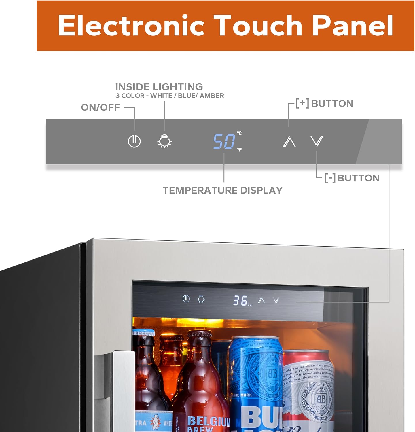 Ca'Lefort 15 Inch Beverage Refrigerator Cooler - 100 Can Mini Fridge with Glass Door for Soda Beer or Wine, 3 LED Compressor Fridge for Home Office Bar with 3 Adjustable Removable Shelves(3.0 cu.ft)