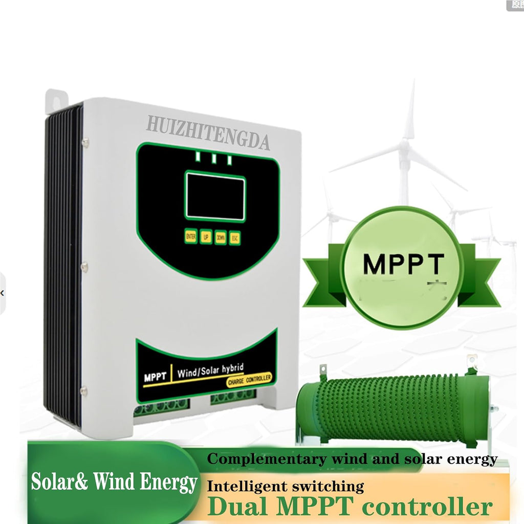 MPPT Charge Controller 3000W Solar & Wind Hybrid System, 12V 24V 48V Auto Regulator for Home Use Wind Turbine for Lithium Lead Battery