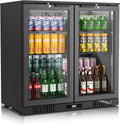 Back Bar Cooler with 2 Glass Doors, Under Counter Beverage Refrigerator, 7.3 Cu.Ft Commercial Display Bar Back Fridge Cooler for Beer & Soda