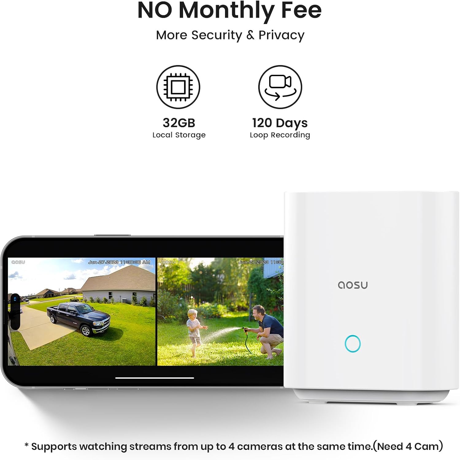 AOSU Security Cameras Outdoor Wireless, 2 Cam-Kit, No Subscription 2K Security Camera Indoor, Baby Monitor Pet Camera 360-Degree for Home Security
