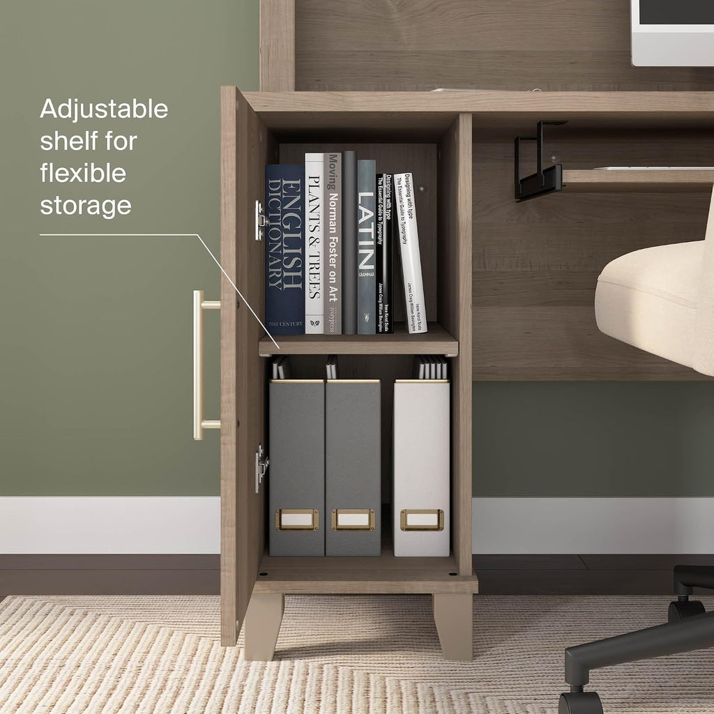 Bush Home 72-Inch L-Shaped Desk with Hutch, Corner Computer Office Desk with File and Box Drawers, Shelves and Storage Cabinet, Home Office Workstation, Somerset Collection, Ash Gray
