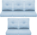 Patio Chair Cushions 5 Packs - Outside 22x24 High Back Water-Resistant Cushion with Zipper Cover for Outdoor Glider Rocking Chairs Loveseat 3-seat Couch Sofa – Baby Blue/Buckle