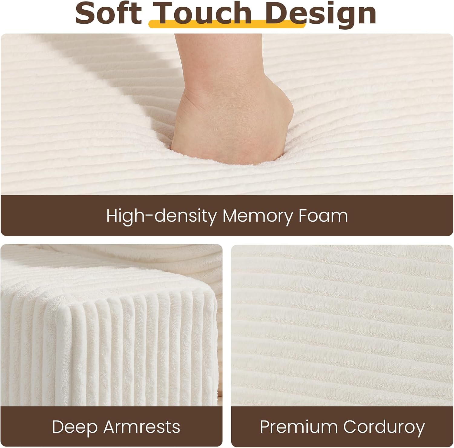 3 Seater Boneless Couch for Living Room, Convertible Futon Sofa Bed Comfy Pull Out Couch with 5 Pillows & Detachable Washable Cover, Upholstered Floor Sofa in A Box, No Assembly Required, Beige