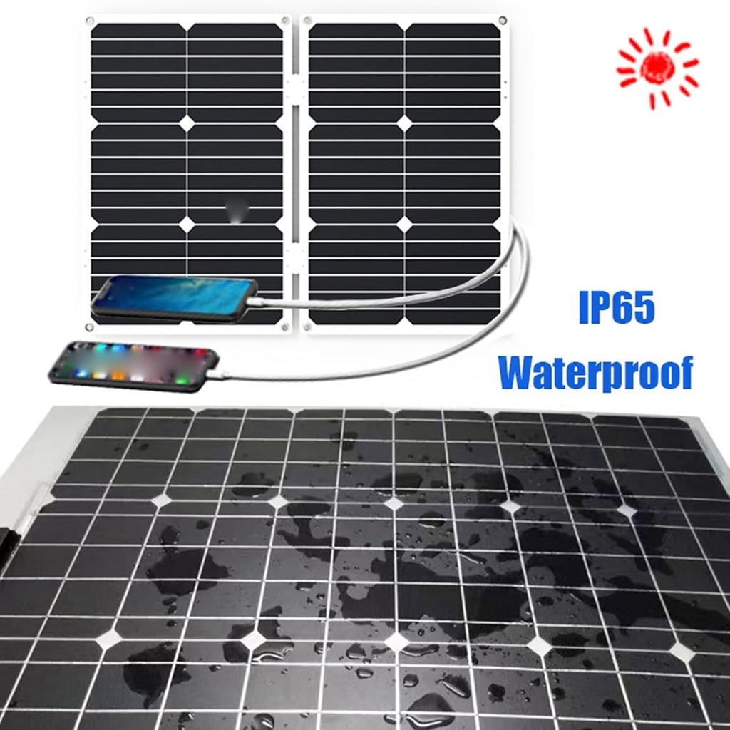 3000W Solar Inverter Kit 12V to 110V 220V with 50A Controller and 50W Folding Solar Panel for Home Grid Solar Power System(Black,12V to110V)