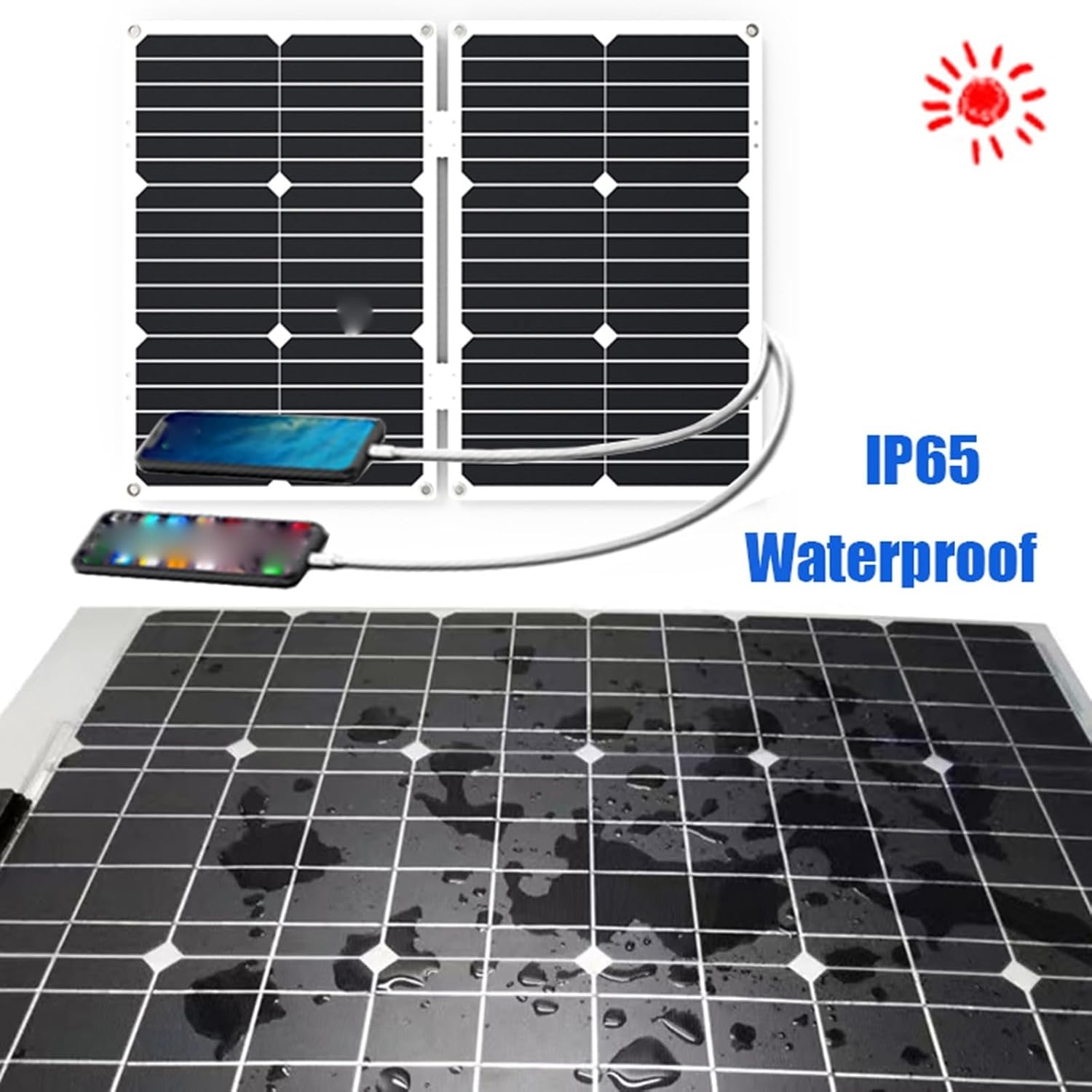 3000W Solar Inverter Kit 12V to 110V 220V with 50A Controller and 50W Folding Solar Panel for Home Grid Solar Power System(Black,12V to110V)