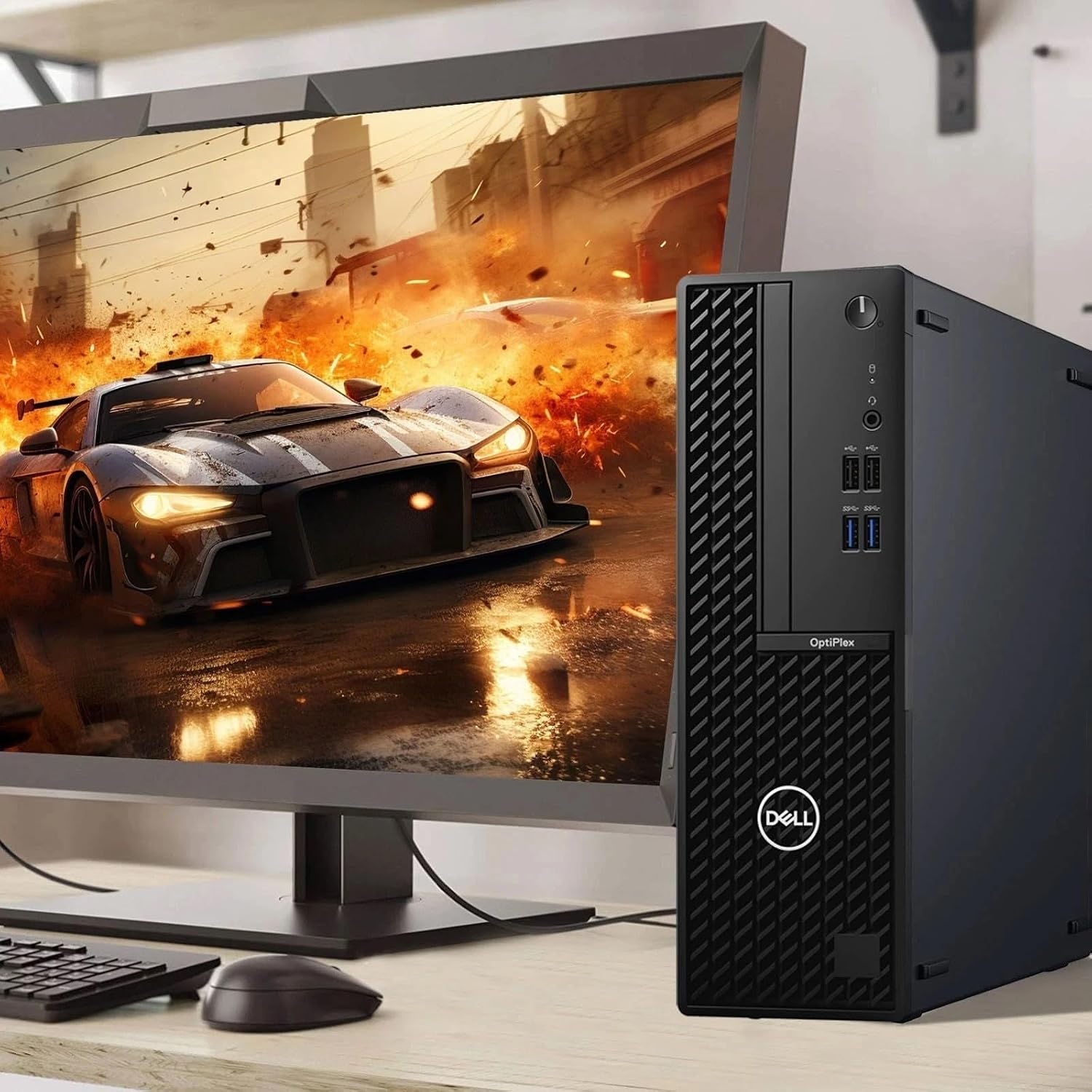 Dell OptiPlex Gaming Desktop PC SFF | Intel Core i5-10500 10th Gen | 16GB RAM | 512GB SSD | 24' Monitor | GeForce GT 1030 | WiFi | RGB Keyboard and Mouse | Gaming Computer | Windows 11 Pro (Renewed)