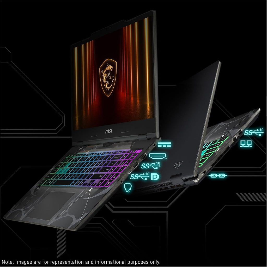 msi Cyborg 15 Gaming Laptop, Intel 7-240H, 96 GB DDR5 RAM, 4 TB PCIe SSD, 15.6' FHD (1920x1080) 144 Hz IPS Display, Nvidia G-Force RTX 5060, 4-Zone RGB Keyboard, W11 Pro, Translucent Black
