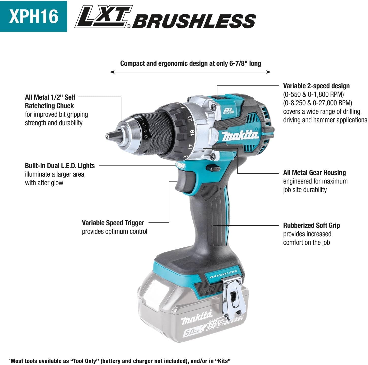 Makita XT296ST 18V LXT® Lithium-Ion Brushless Cordless 2-Pc. Combo Kit (5.0Ah)