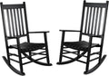 GnL Recsports Patio Rocking Chair, Outdoor Rocking Chair, Wood Porch Rocker, Wooden Rocking Chair for Adult for Garden, Lawn, Balcony, Backyard and Patio (2 Black)
