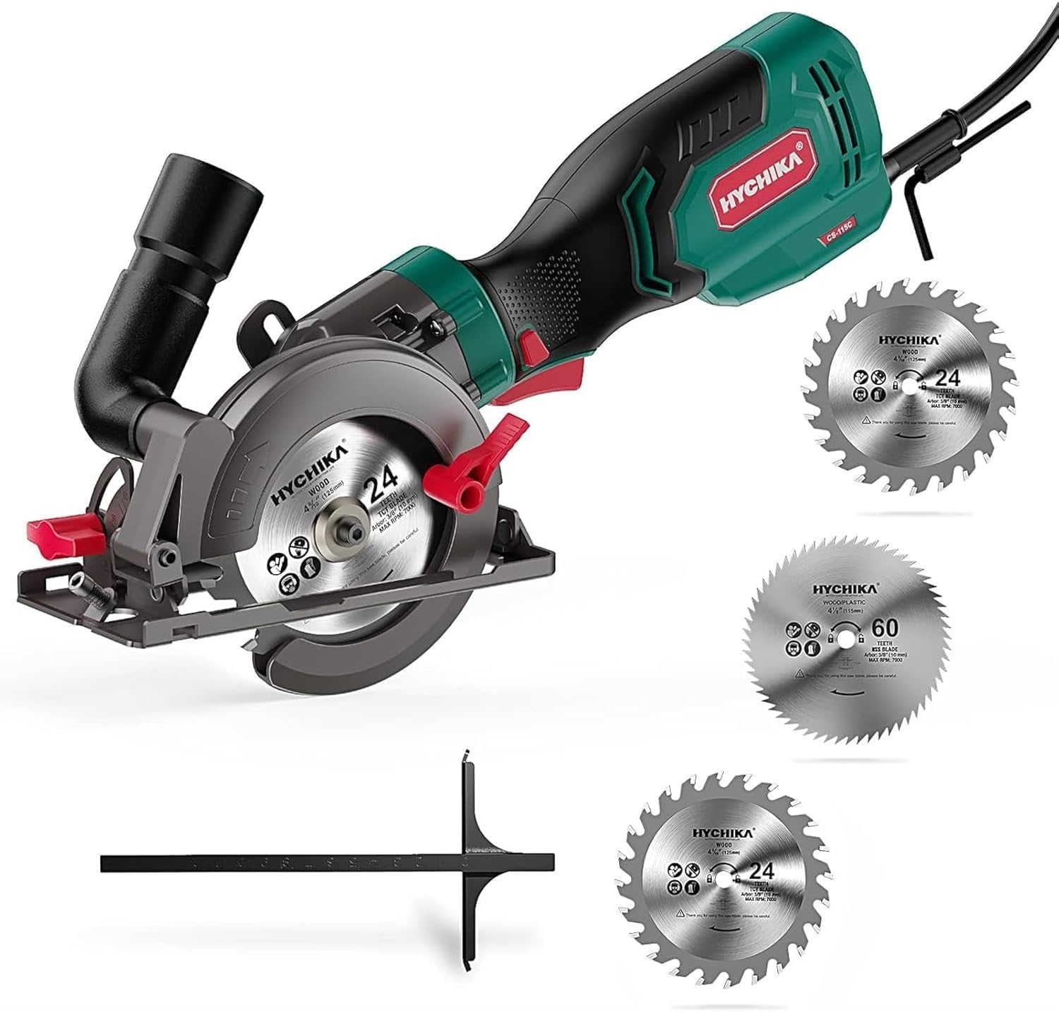 HYCHIKA 6.2A Mini Circular Saw with 3 Blades, Reciprocating Saw, 30W LED Work Light, 3-Tool Power Tool Set Combo Kit