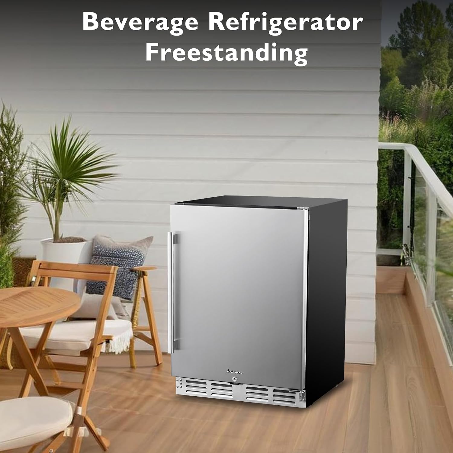 Kalamera Beverage Refrigerator 24 Inch, Under Counter 150 Cans Mini Drinks Fridge with Stainless Steel Door, Beverage Cooler Built-in and Freestanding, 32-40℉ Temperature Range