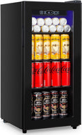 Cucina Magica Beverage Refrigerator 180 Can, Black Beer Fridge with Glass Door, 3.2 Cu Ft Mini Fridge for Drinks, Freestanding Cooler with Adjustable Shelves & Digital Temp Control