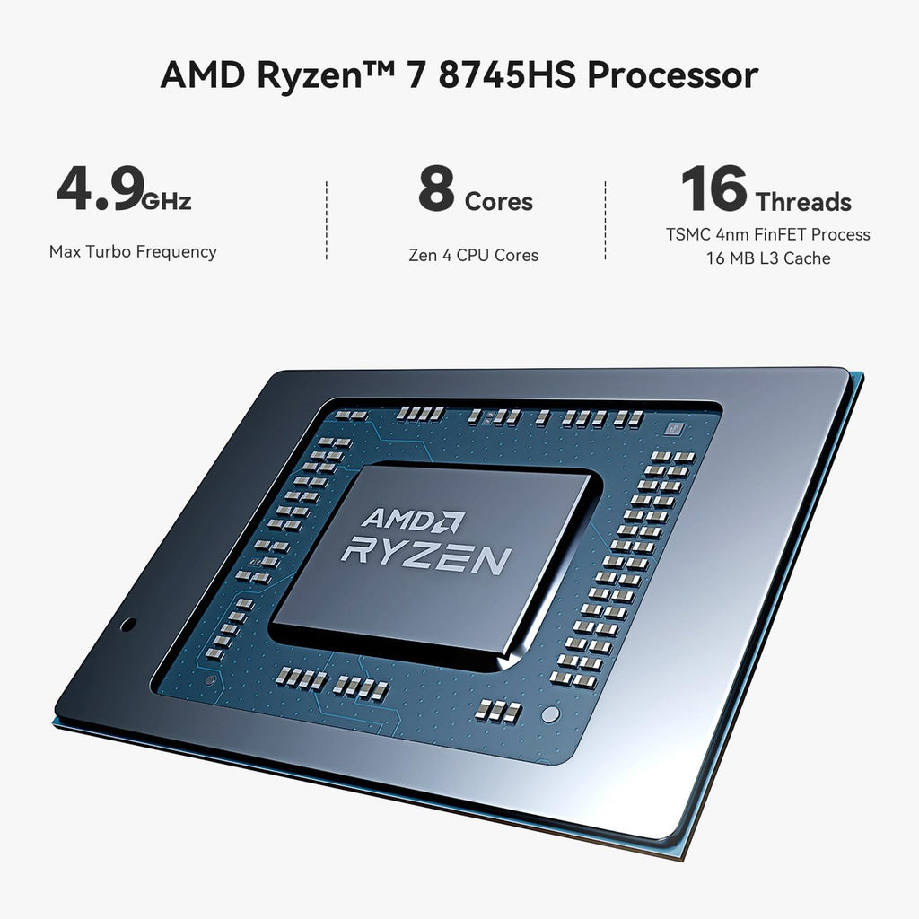 Beelink SER8 Mini PC, AMD Ryzen 7 8745HS(Up to 4.9GHz) 8C/16T, Mini Desktop Computer 32GB DDR5 RAM 1TB PCIe4.0 SSD, Small Gaming PC Support 4K@120Hz Output/BT5.2/WiFi 6 for Gaming/Office/Home