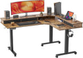FEZIBO L Shaped Standing Desk with Drawers, Exclusive Upgraded 3 Motors Support 330LBS, Electric Height Adjustable L Standing Desk with Large Monitor Stand, Rustic Brown