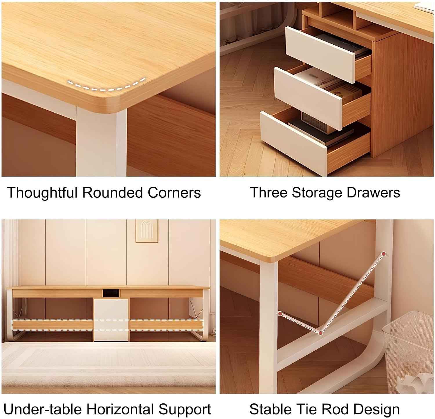 Two Person Desk with 3 Drawers, Large Double Study Writing Table, Wooden 2 Person Gaming Desk Computer Table Dual Workstation, for Home Office(Walnut,200cm/78.74in)