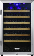 EdgeStar CWF440SZ 20 Inch Wide 44 Bottle Capacity Free Standing Wine Cooler with Reversible Door and LED Lighting