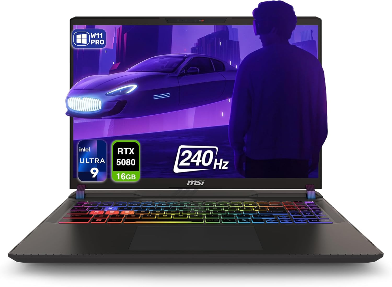 MSI Vector 16 HX AI Gaming Laptop, Intel Ultra 9-275HX, 64 GB DDR5 RAM, 2 TB PCIe SSD, 16' WQXGA (2560x1600) 240Hz Display, Nvidia G-Force RTX 5080, 24 Zone RGB Keyboard, W11 Pro, Cosmo Gray
