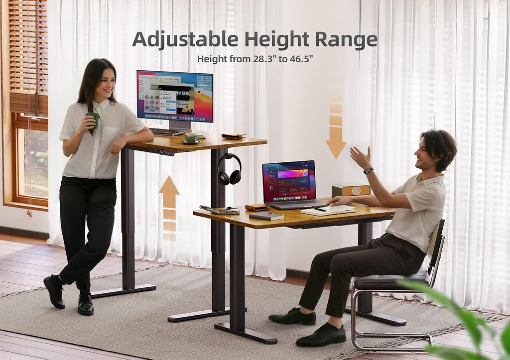 Claiks Standing Desk with Drawers, Electric Standing Desk Adjustable Height, Stand Up Desk Computer Workstation, 40 Inch, Rustic Brown