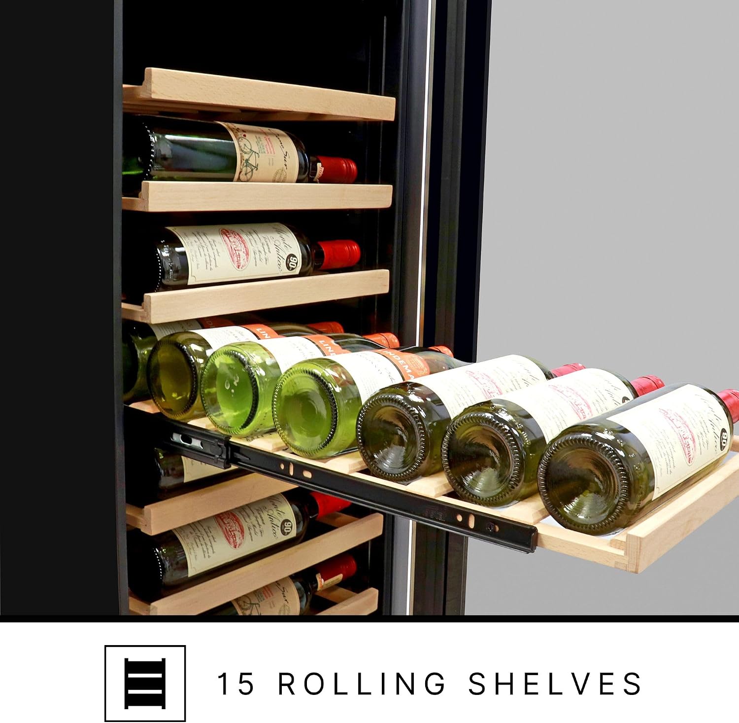 Koolatron Kenmore 112 Bottle Wine Fridge – Freestanding Wine Cooler with Glass Door, 18 inch, Beverage Can Refrigerator, Digital Temperature Control, Ideal for Red, White, Sparkling Wine & Champagne