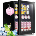 WANAI Beverage Refrigerator and Cooler with Glass Door - 80 Can Capacity, 2.6 Cu.ft Small Beer Fridge for Drinks, Soda, Wine- Mini Cooler with 7 Adjustable Temperature Control and Blue LED Light
