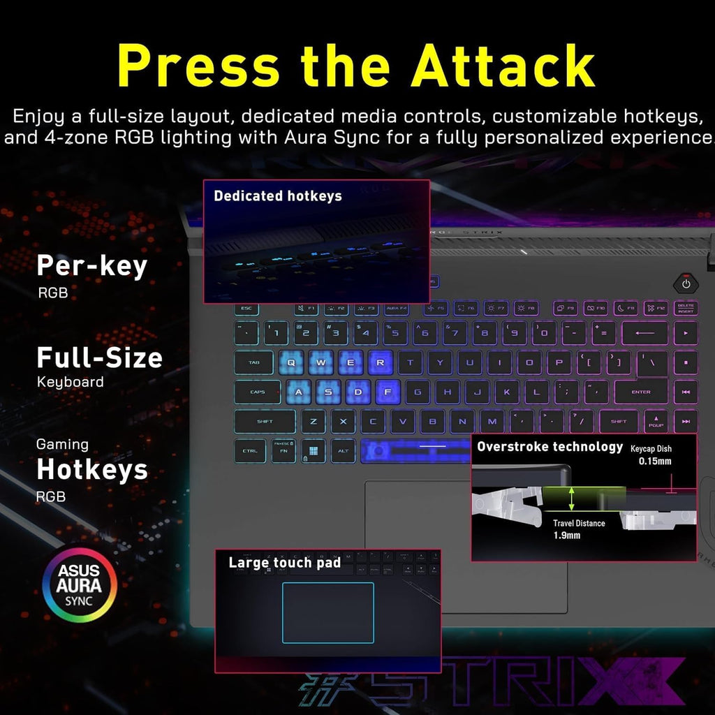 ASUS ROG Strix G16 G614 AI Gaming Laptop 16.0' 165Hz IPS WUXGA Display (AMD Ryzen 9 8940HX, GeForce RTX 5070 Ti 12GB, 32GB DDR5, 1TB PCIe SSD, RGB KB, Win 11 Pro) w/DKZ USB Hub - G614PR-G16.R95070TI