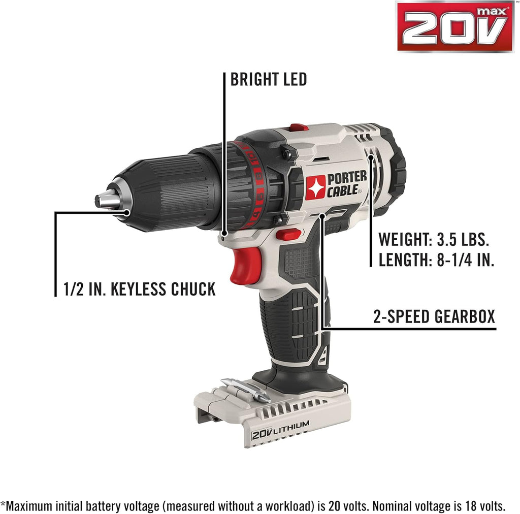 PORTER-CABLE 20V MAX* Cordless Drill Combo Kit, 4-Tool (PCCK615L4)