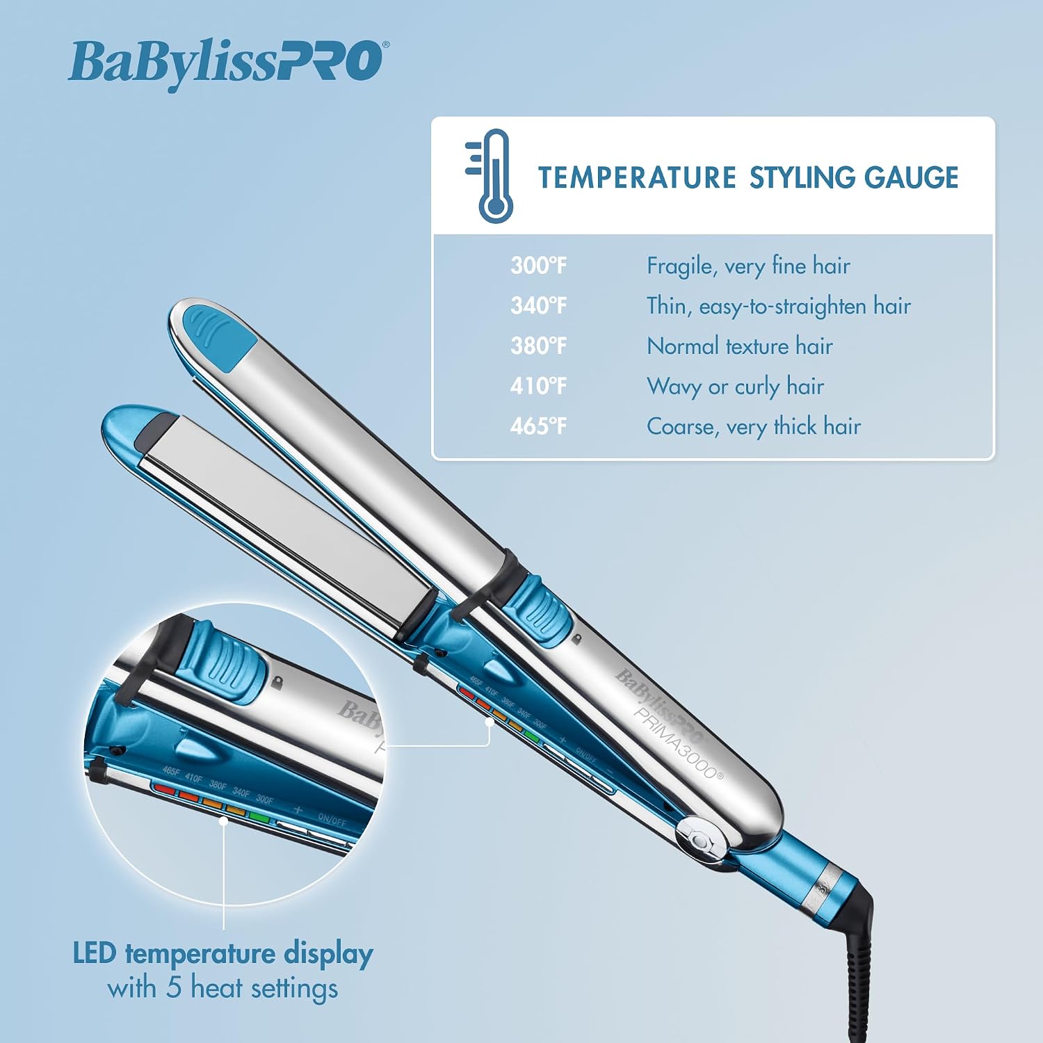 BaBylissPRO Nano Titanium Prima Ionic Hair Straightener – Professional Flat Iron & Curling Iron in One for Stylists, Pro Styling Hair Tool
