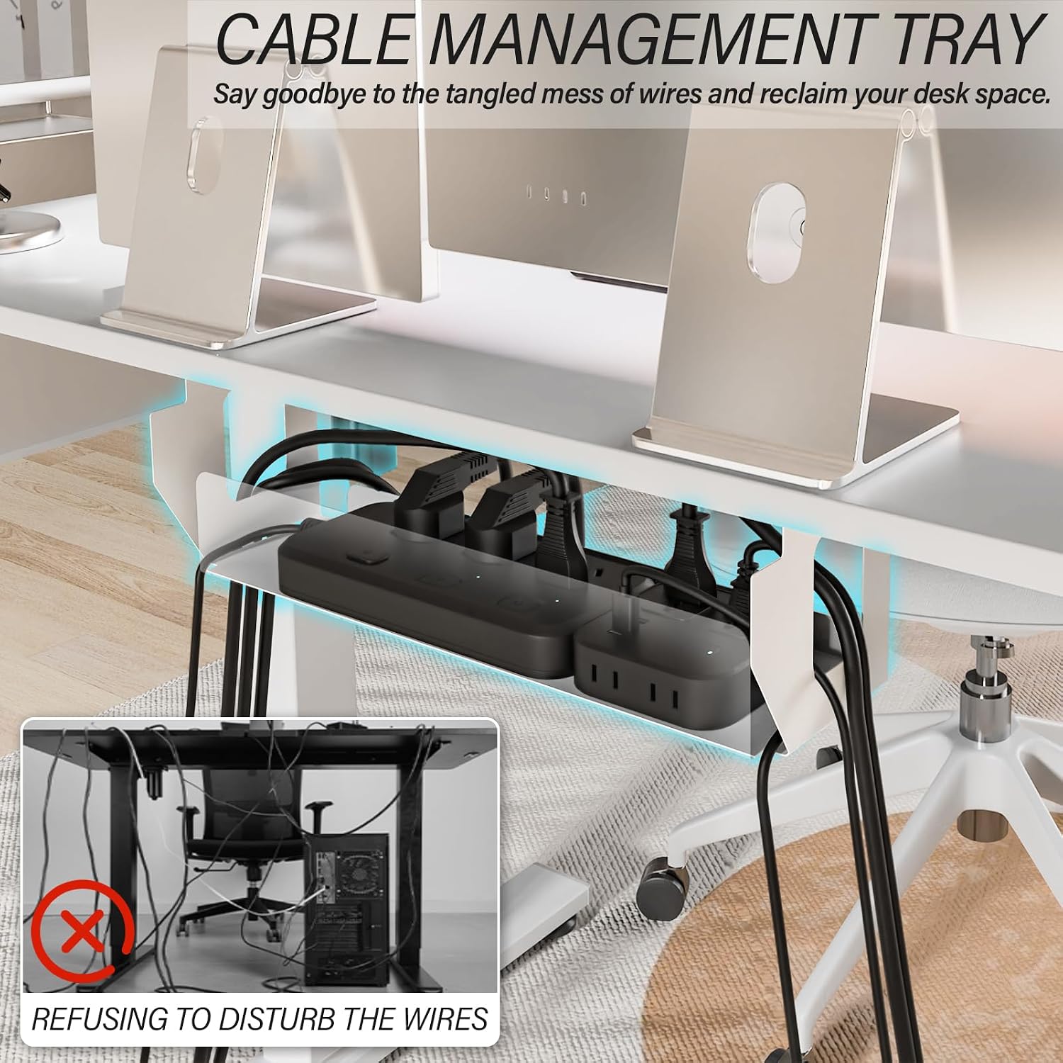 Kingant Standing Desk Height Adjustable Small Electric Stand Up Desks [40 x 24 Inch] - Ergonomic Sit Stand Desk Rising Desks for Home Office Computer Desk Workstation with Cable Management
