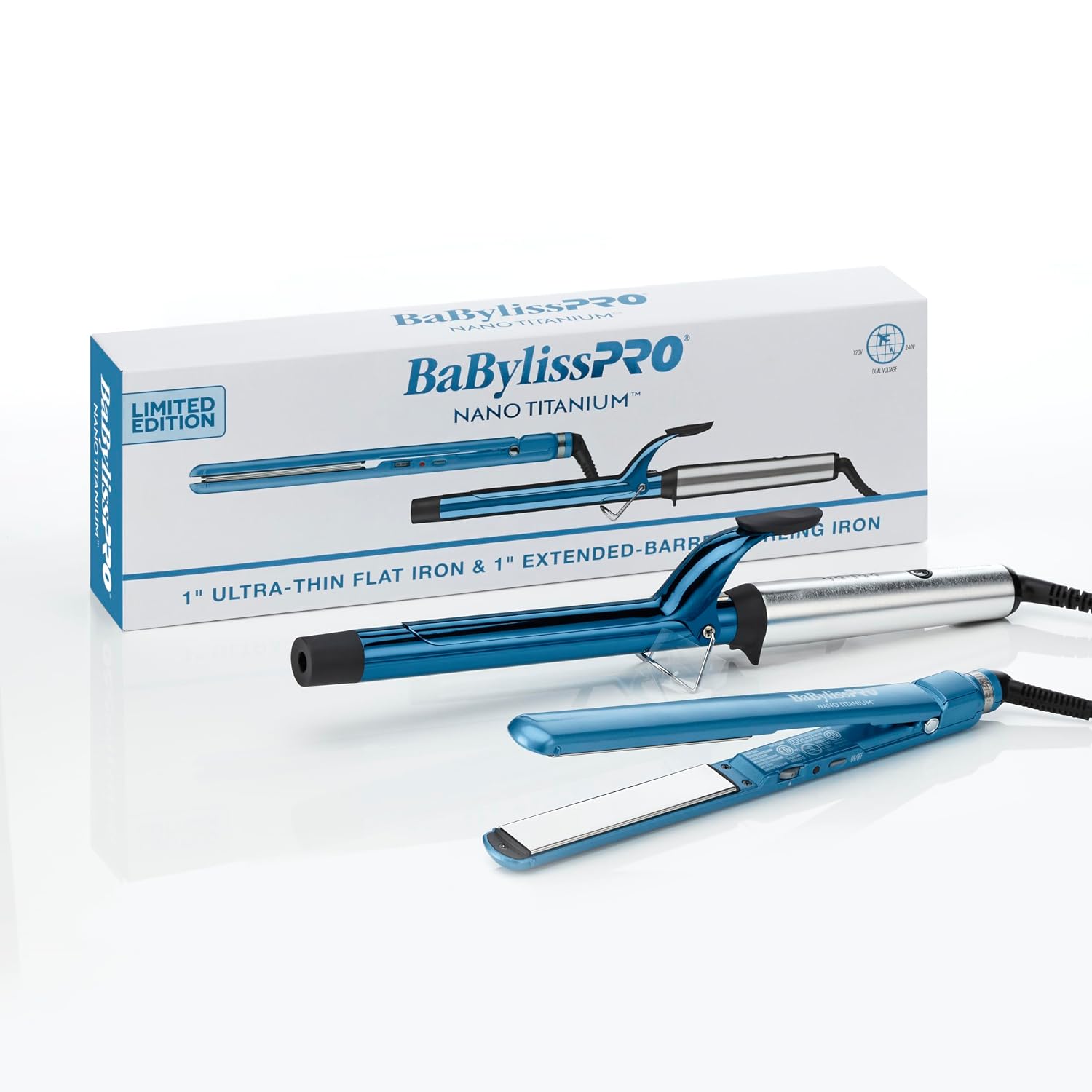 BabylissPRO Nano Titanium Ultra-Thin Hair Straightener, Professional Flat Iron, 5-Inch Extended Plates for Faster Straightening, for All Hair Types