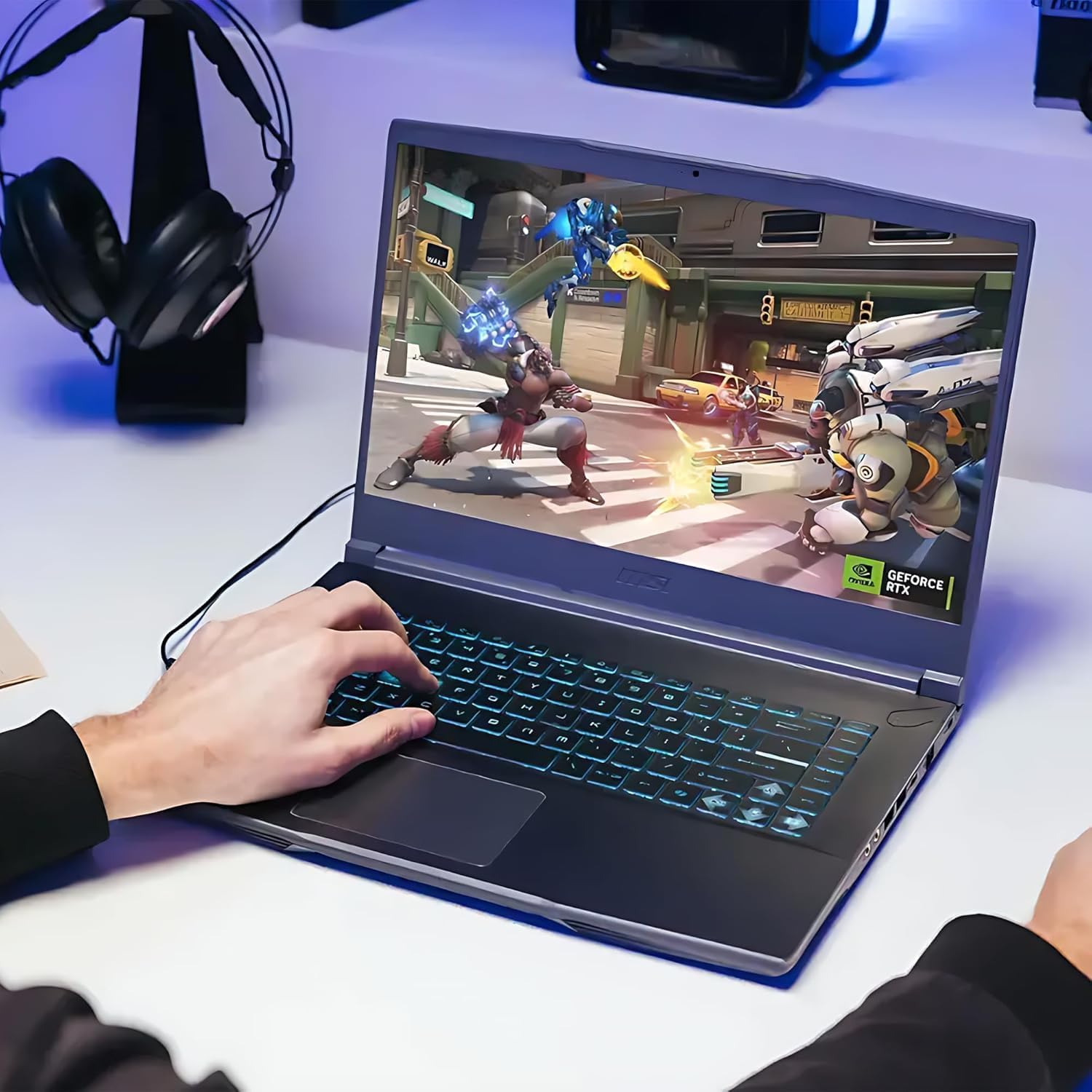 msi Thin 15 15.6' FHD 144Hz Gaming Laptop, Intel i5-13420H (8 Cores, Up to 4.6 GHz), NVIDIA GeForce RTX 4050, 16GB RAM, 512GB PCIe SSD, Wi-Fi 6E, USB-C, Backlit Keyboard, HD Camera, Gray, Windows 11